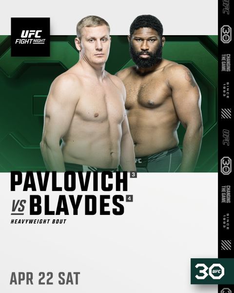 Официально: Павлович и Блейдс возглавят UFC Fight Night 223 